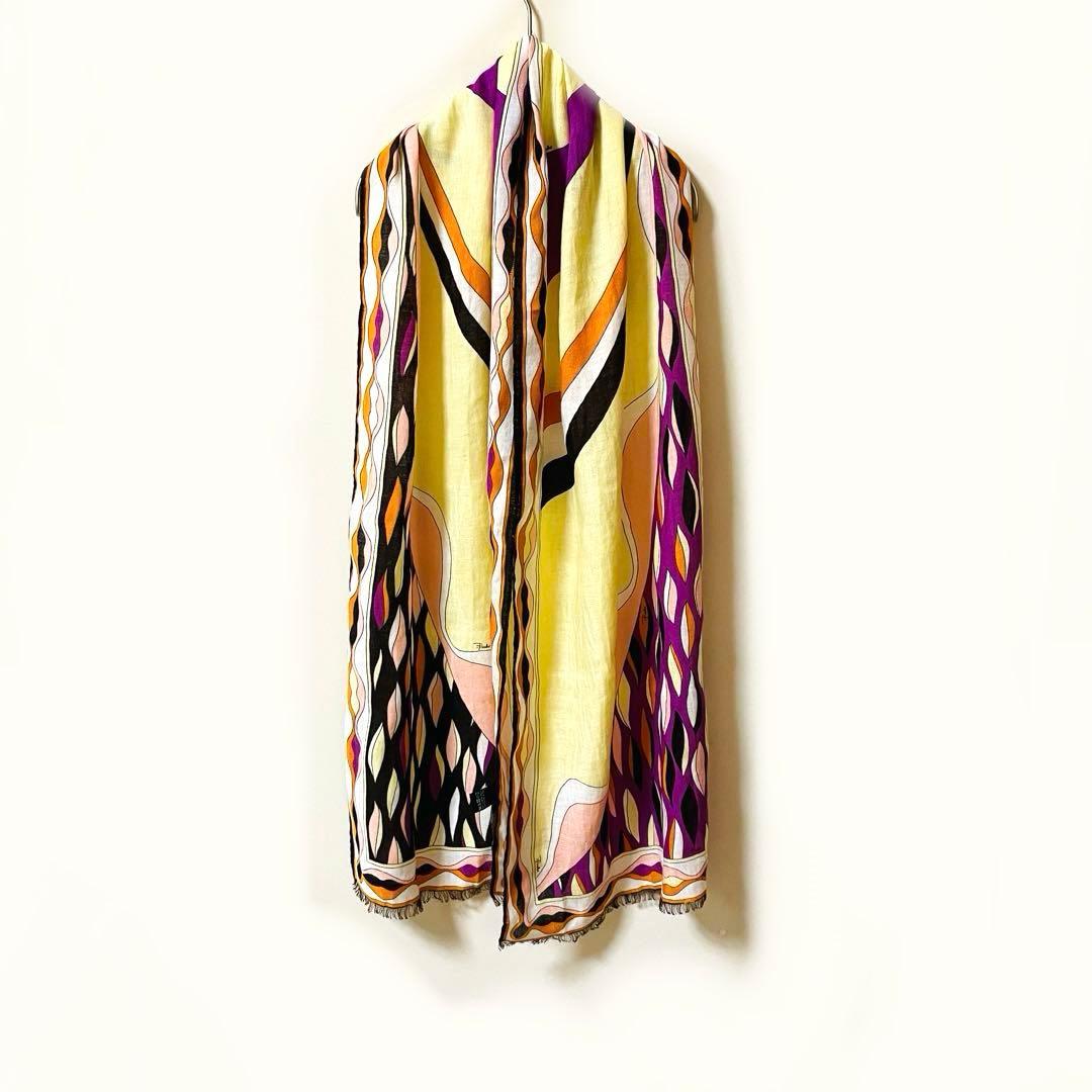 極美品✨ エミリオプッチ EMILIO PUCCI ストール リネン混 プッチ柄