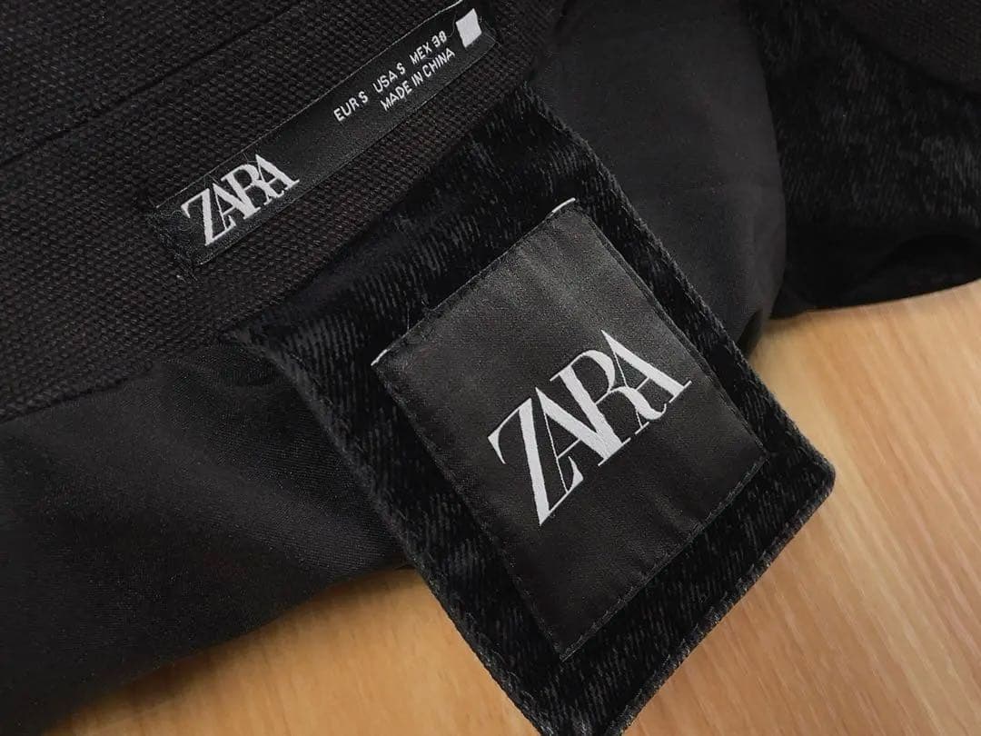 極稀少!! ZARA ベルベットデニム地 ファイヤーマンジャケット S 黒