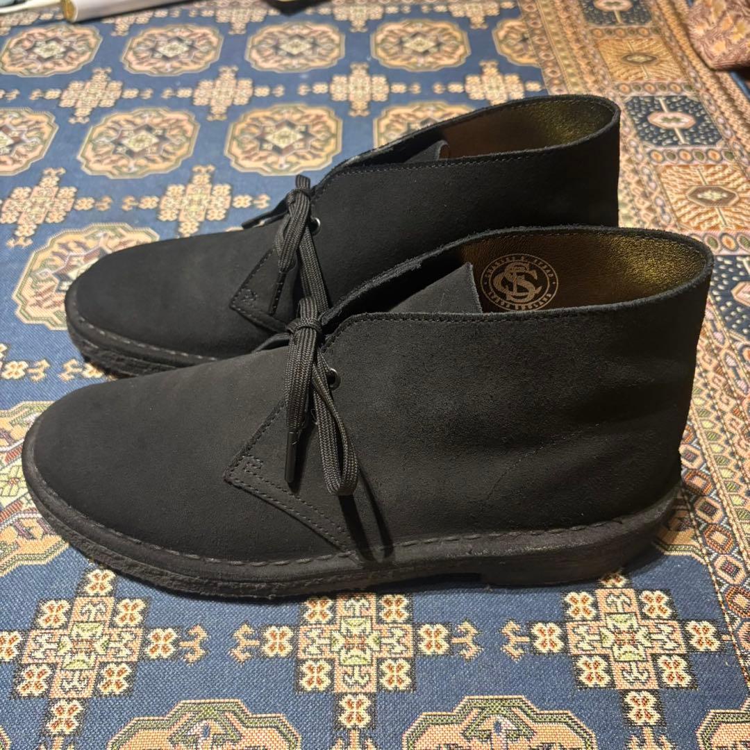 美品Clarks クラークスオリジナルス　黒 スエード デザートブーツUS8.5