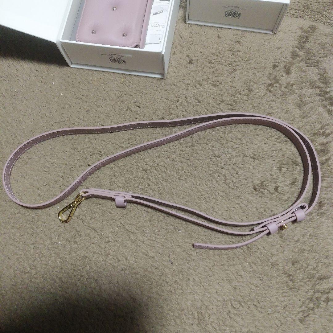 DEMIU 薄紫 手帳型ケース ストラップ付き