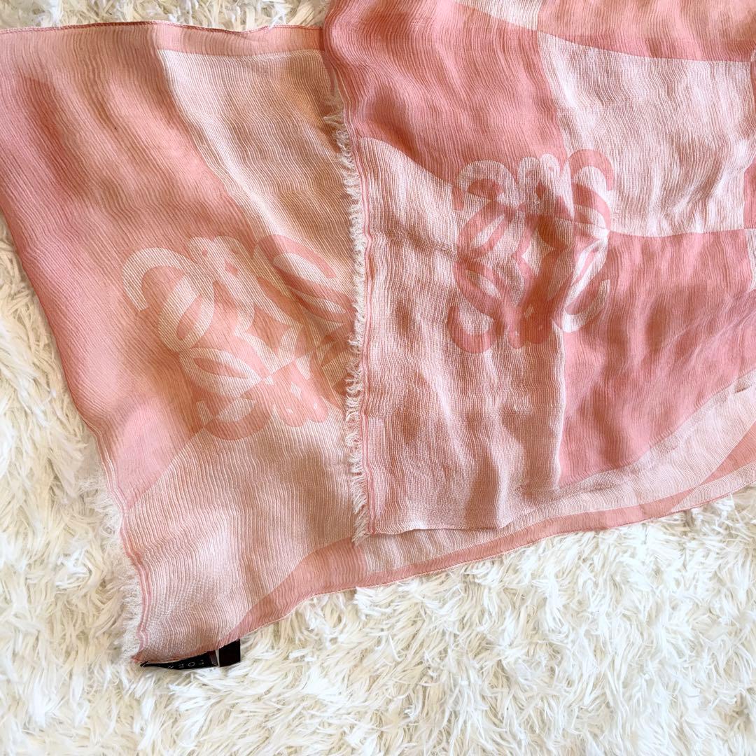 LOEWE ロエベ ストール ピンク リネン×シルク混 アナグラムロゴ
