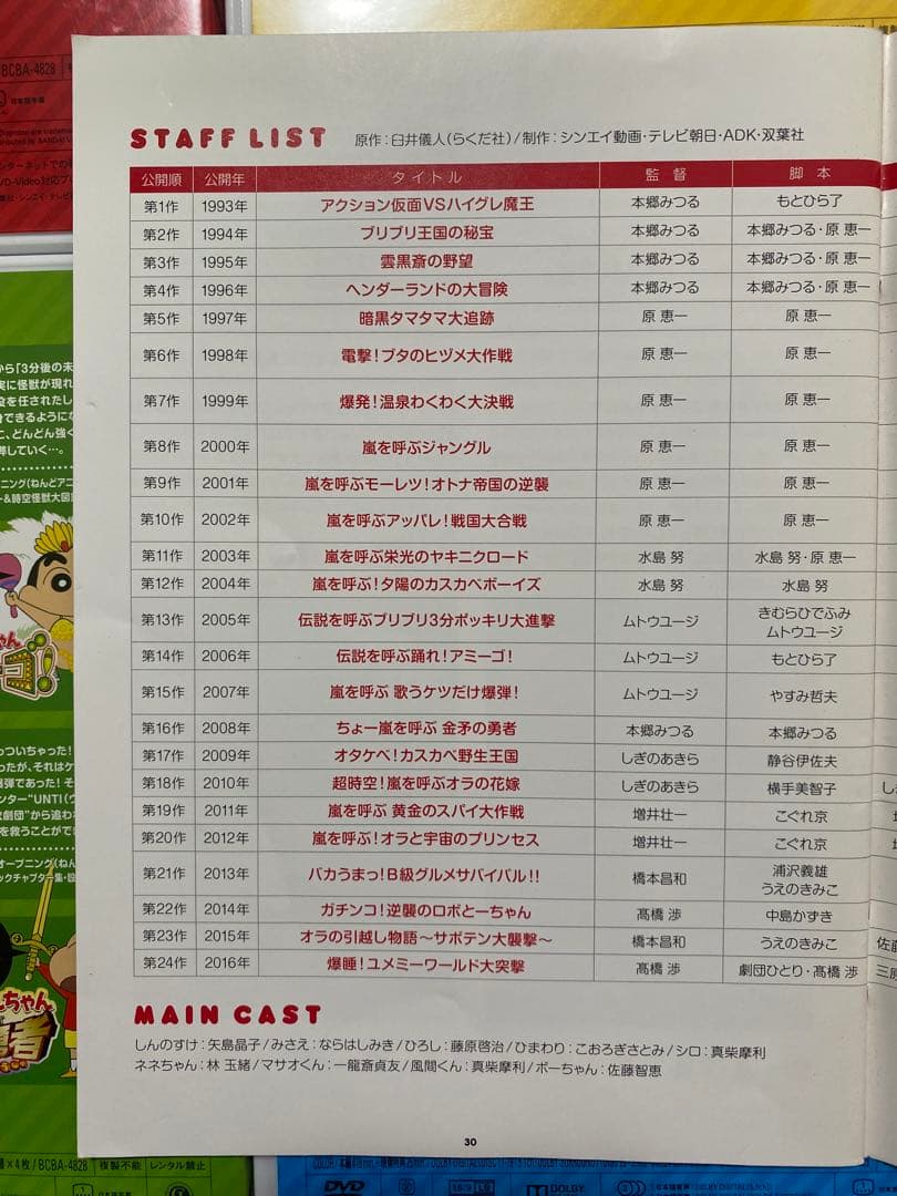 クレヨンしんちゃん 映画 DVD ボックス 1993-2016※1作欠品