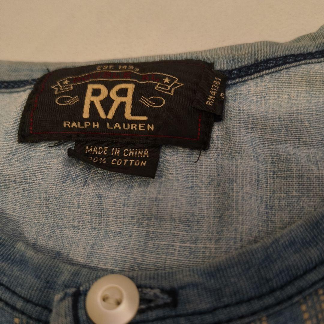 RRL ストライプ 長袖 ヘンリーネック Tシャツ