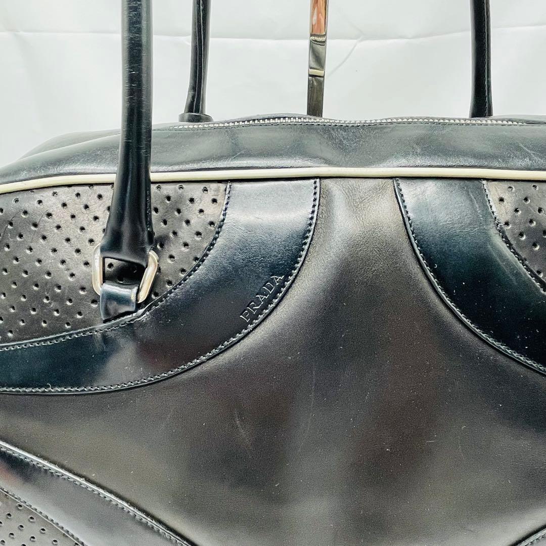 PRADA プラダ ハンドバッグ ボーリングボストンバッグ ブラック レザー