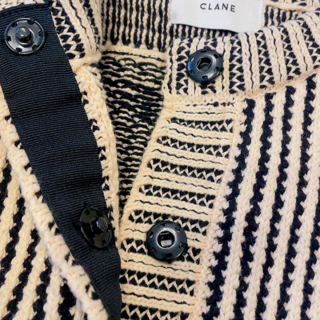 トップス CLANE STRIPE CABLE HALF SLEEVE CARDIGAN
