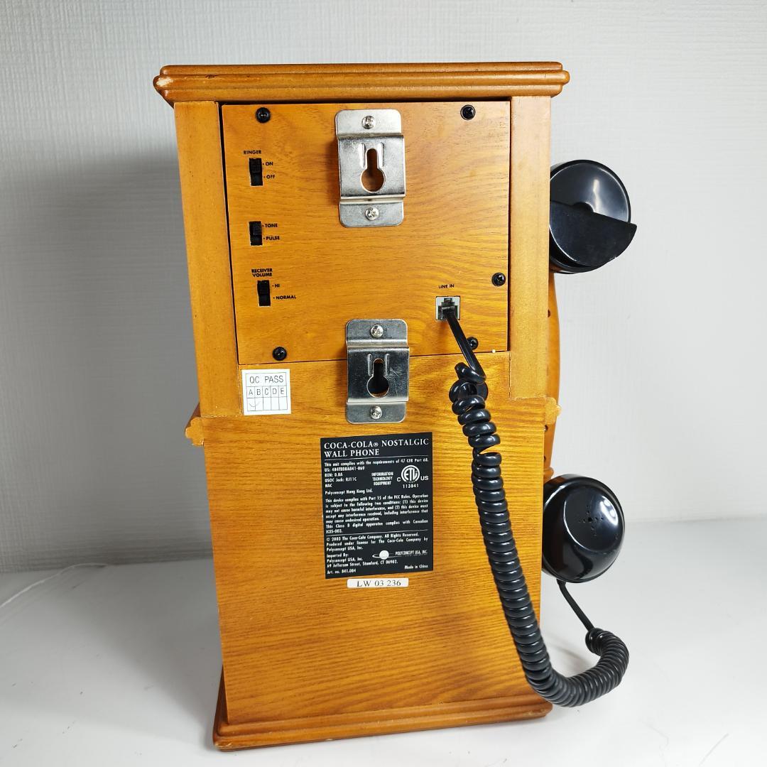 コカコーラ 壁掛け電話 ビンテージ 美品 アメリカ ウッド調 プッシュ I636
