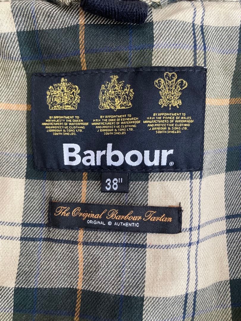 Barbour ビデイルSLノンオイル　サイズ38 グリーン　ライナーベスト付き