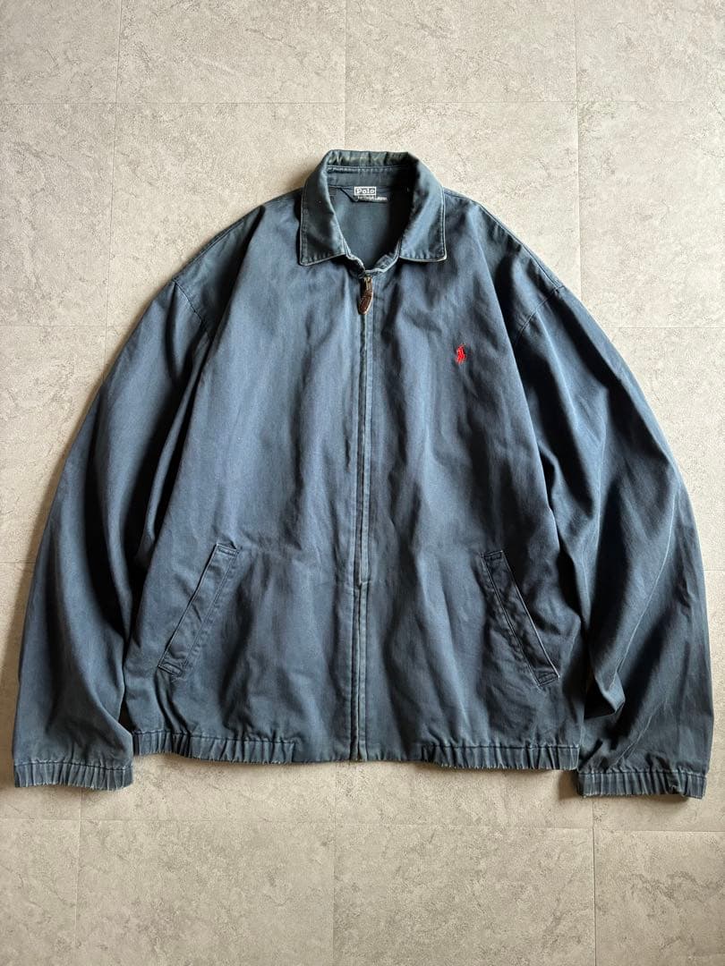 ￼90s Polo Ralph Lauren スイングトップ L ネイビー 刺繍