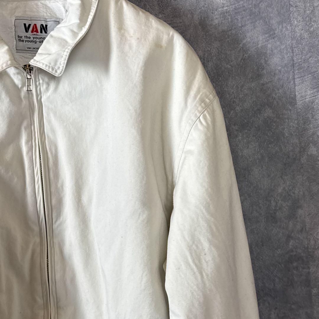 小*鉄様 VAN スイングトップ コットン ジャケット L 白 デカロゴ ビンテ