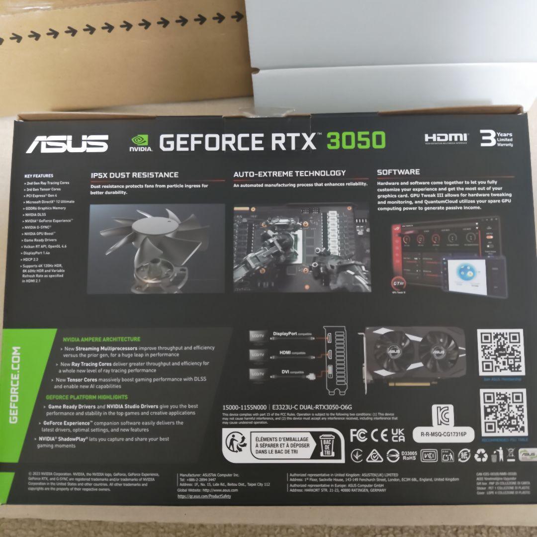 グラフィックボード・グラボ・ビデオカード ASUS GeForce RTX 3050 OC 6GB