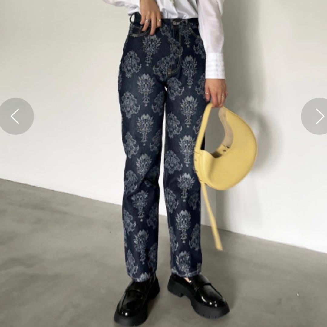 パンツ Ameri DAMASK JACQUARD STRAIGHT DENIM