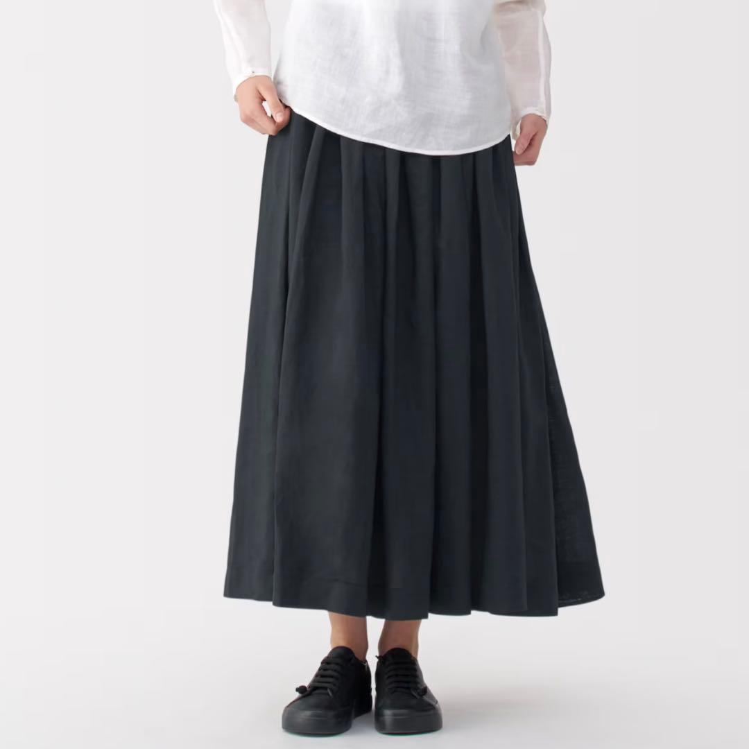 MUJI labo 婦人ラミータックスカート　W67/黒