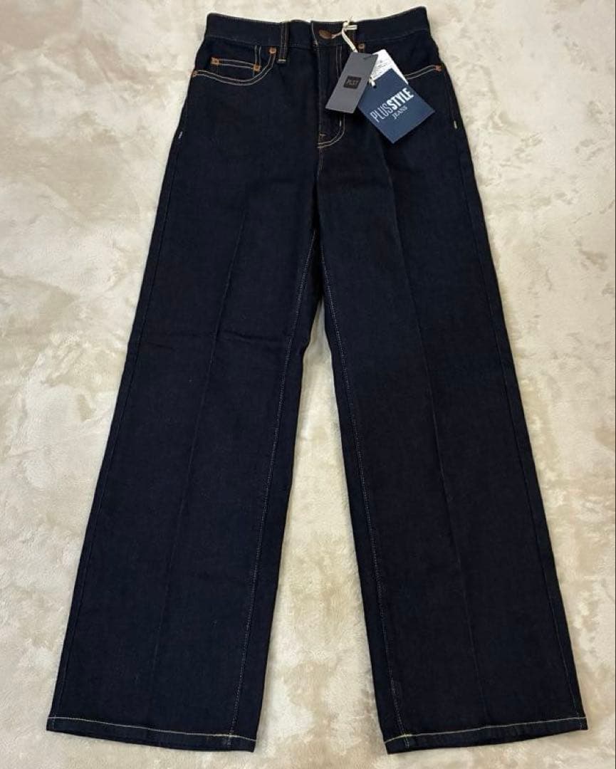 新品タグ付き❗️PLST ハイライズワイドジーンズ ネイビー　XS