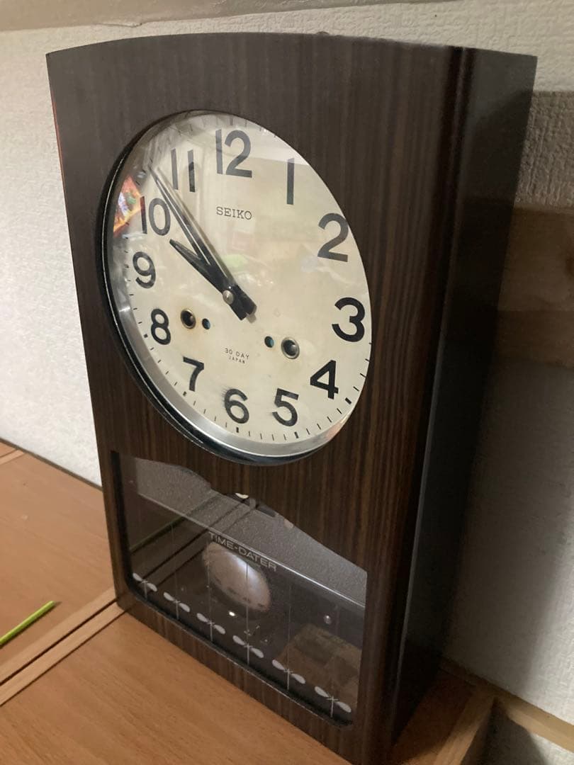 SEIKO アンティークカレンダー柱時計 30日巻 稼働中インジケータ