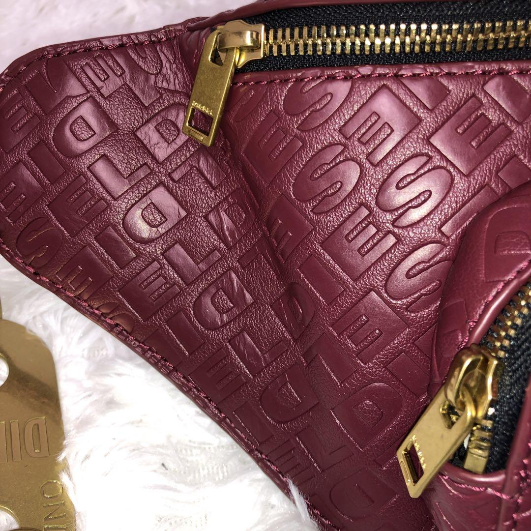DIESEL ウエストバッグ　ショルダーバッグ　レッド　金色金具