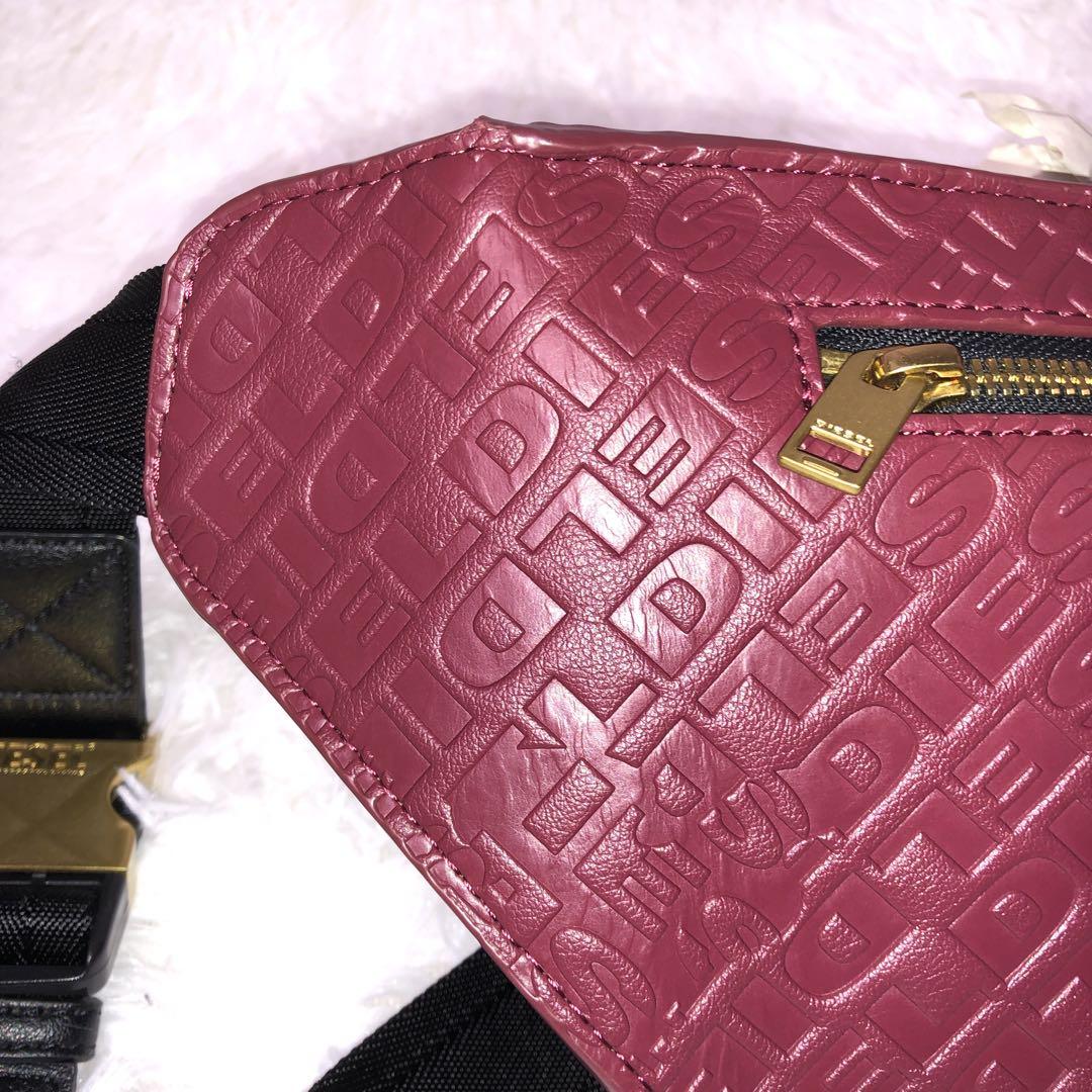 DIESEL ウエストバッグ　ショルダーバッグ　レッド　金色金具