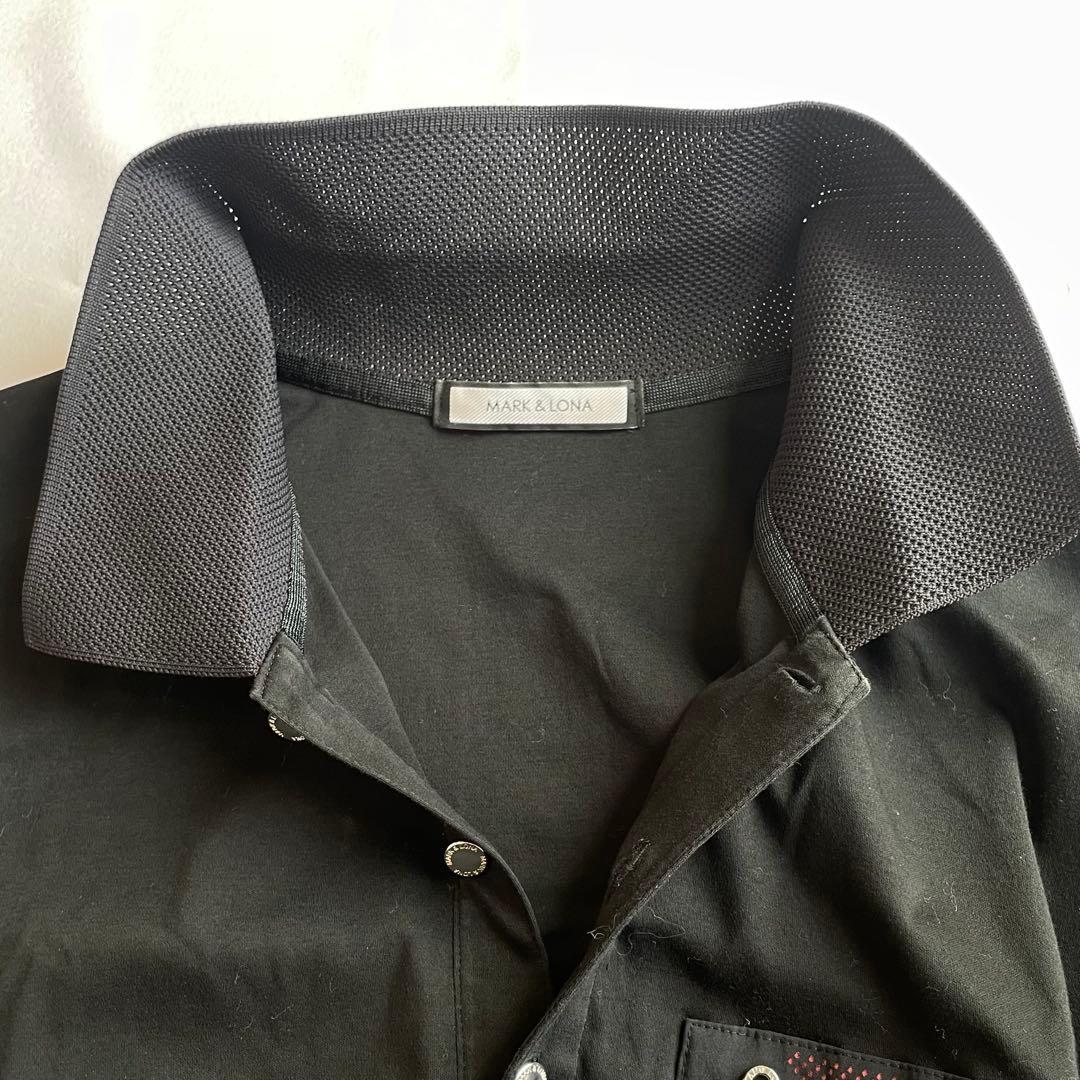 MARK&LONA ポロシャツ 黒 ゴルフ スカル刺繍 サイズ50（LL）