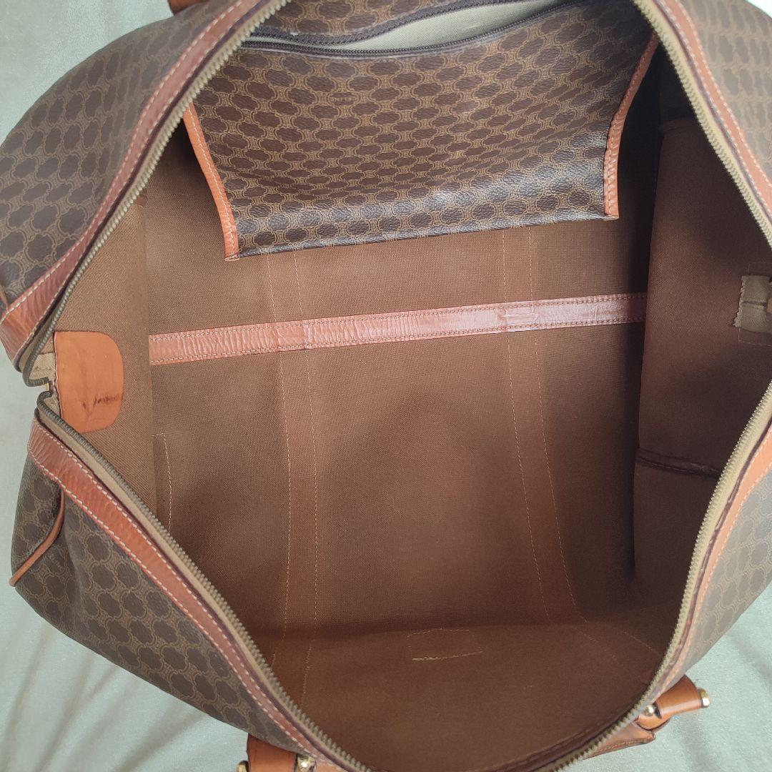 【CELINE】ボストンバッグ　旅行鞄　マカダム柄　PVC ダークブラウン大容量