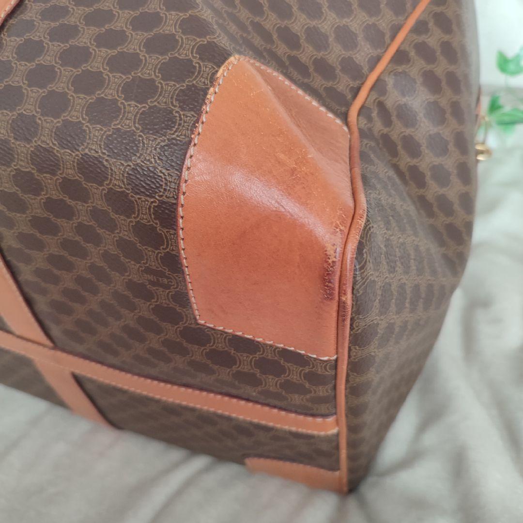 【CELINE】ボストンバッグ　旅行鞄　マカダム柄　PVC ダークブラウン大容量