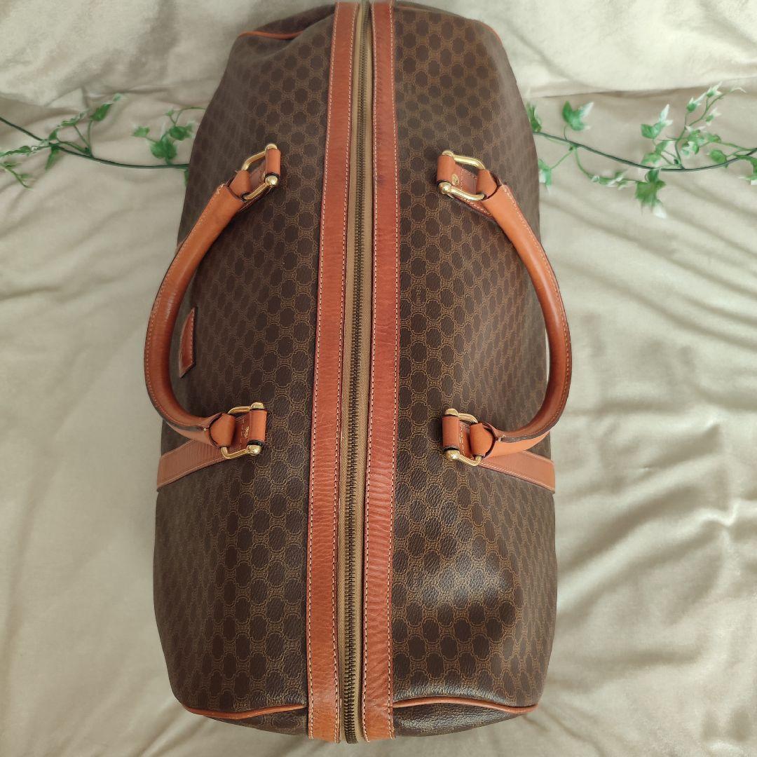 【CELINE】ボストンバッグ　旅行鞄　マカダム柄　PVC ダークブラウン大容量