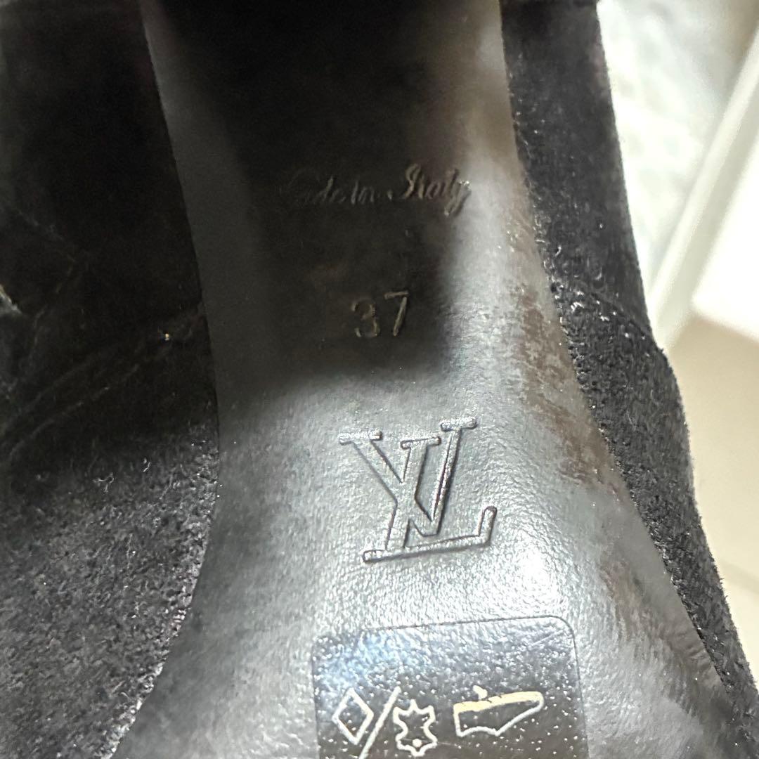 【良品】LOUIS VUITTON 本革 ニーハイ 37 BLACK モノグラム