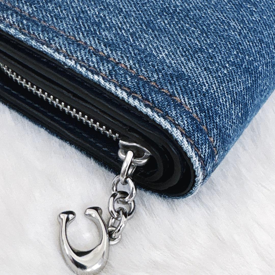 COACH コーチ スナップ ウォレット デニム 二つ折り財布 極美品
