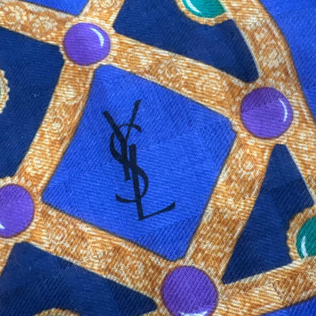 イヴサンローラン　シルク&ウール　ショール　大判スカーフ　YSL 絹　毛