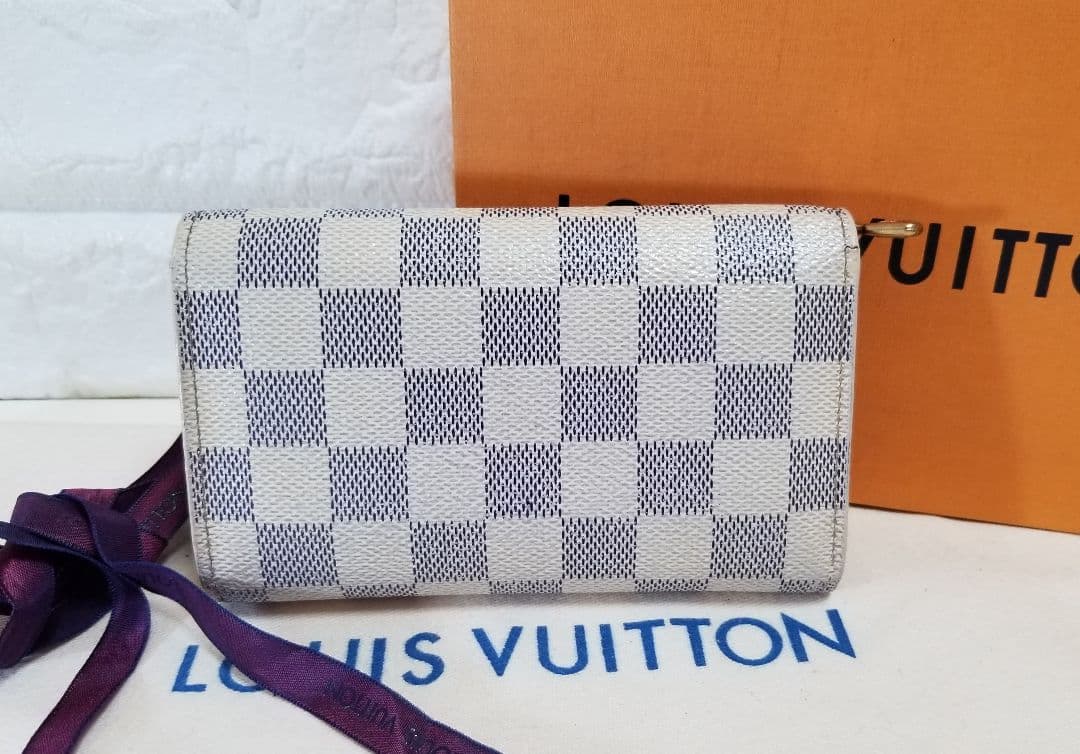 LOUIS VUITTON ダミエ アズール 二つ折り財布 ウォレット アイボリ