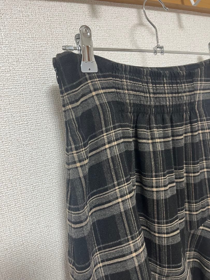 MERCURYDUO 異素材使いティアードスカート チャコールグレー M