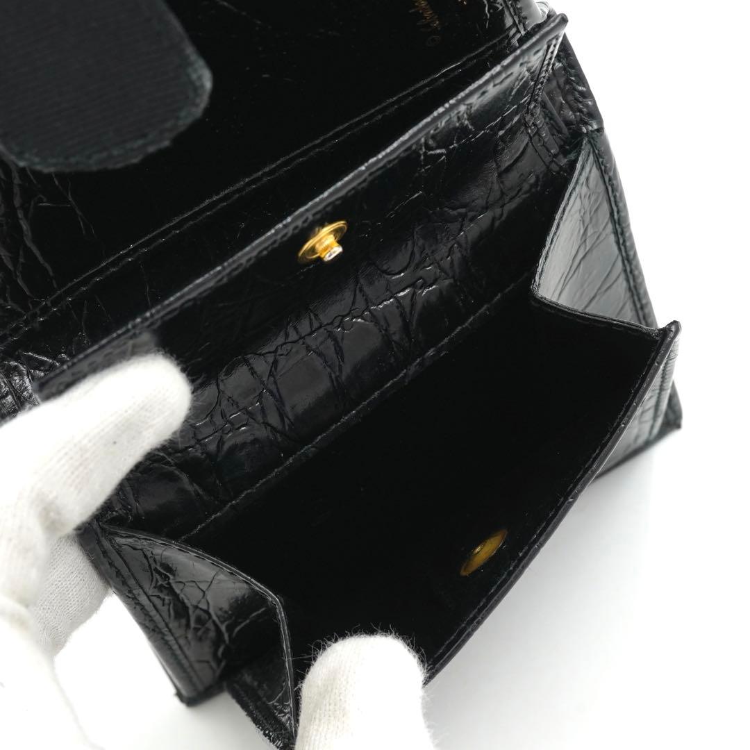 ✨未使用展示品✨　Ferragamo ミニ財布　クロコ　ヴァラリボン　二つ折り