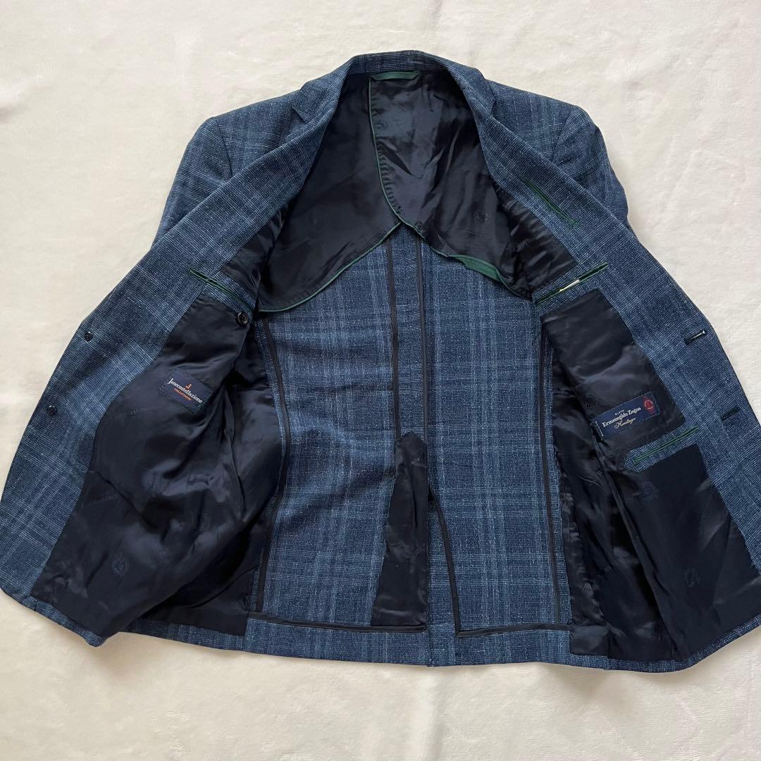 Ermenegildo Zegna 麻混 チェック テーラードジャケット
