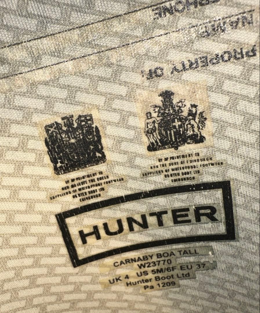 美品✨ HUNTER EU37 ロング レイン ブーツ ブラック クロコ 型押し