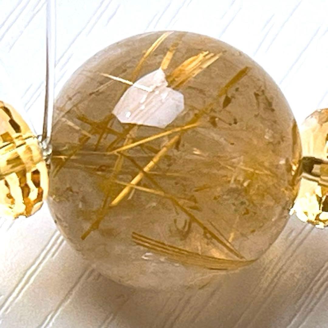 まゆ様♥️シトリン 六芒星 大粒＆ルチルクォーツ大玉17.2mm金運アップ天然石