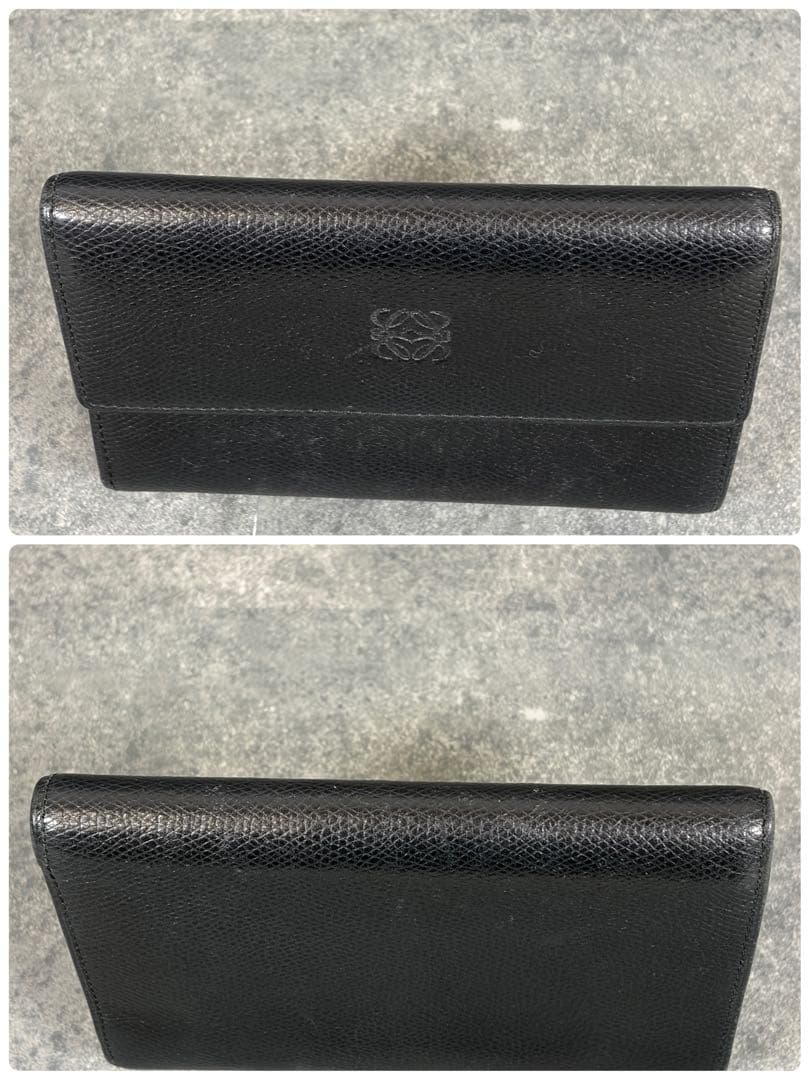 LOEWE アナグラム オールレザー 三つ折り財布 コンパクトシボ革 黒 収納◎