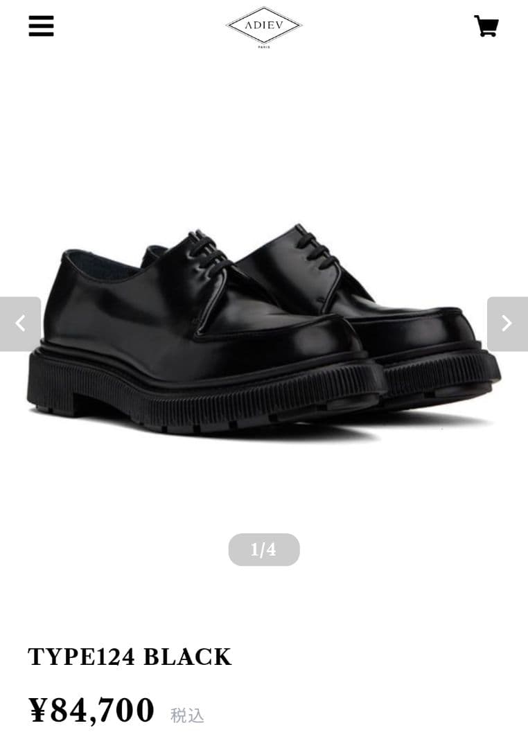 【新品】ADIEU　TYPE124 BLACK　革靴　ローファー　43