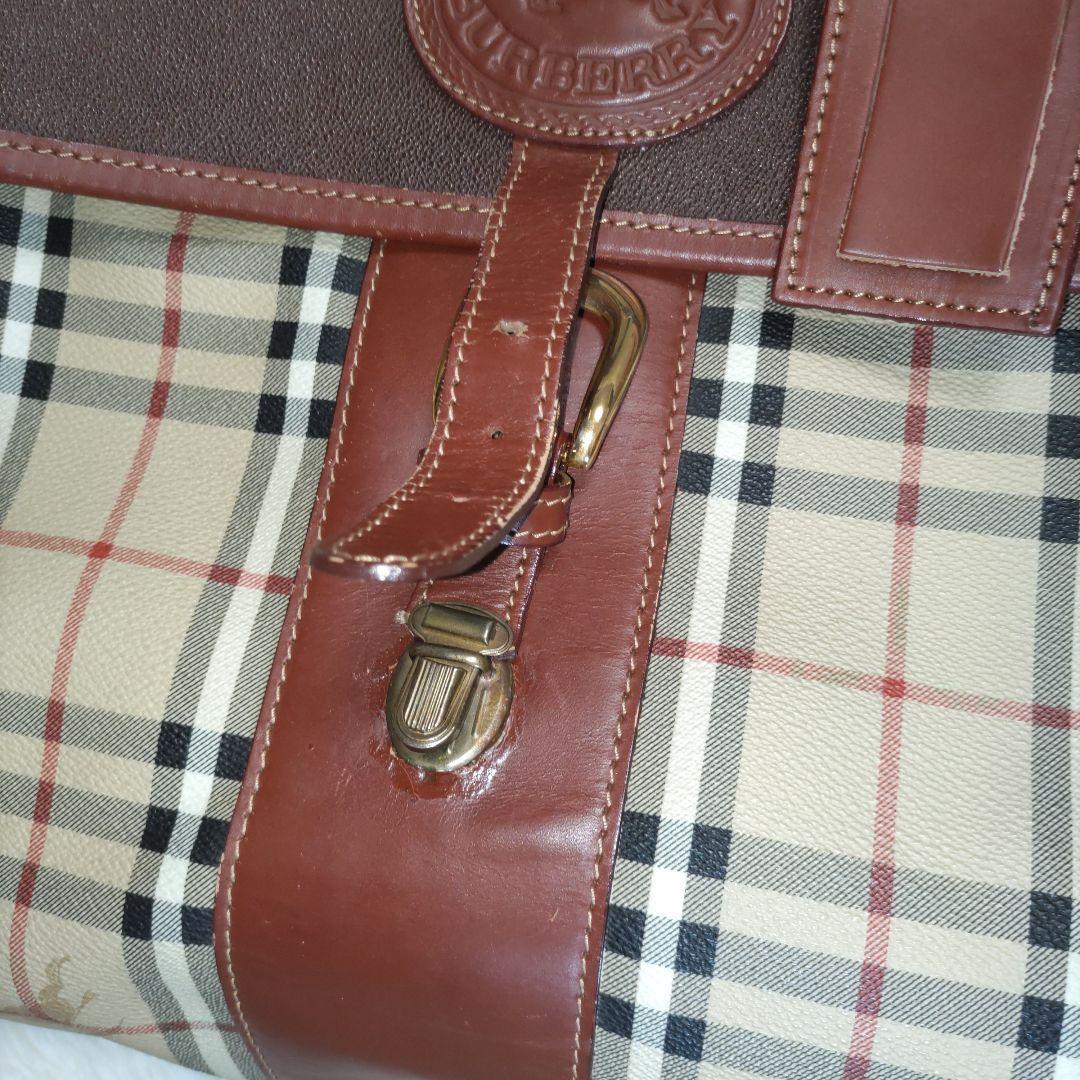 【人気のレザー＆ノバチェック】BURBERRY ボストンバッグ 肩かけ有