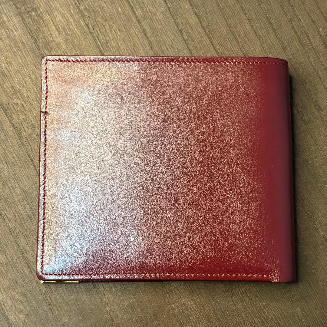 【美品】YVES SAINT LAURENT 2つ折り財布 YSLロゴ ボルドー