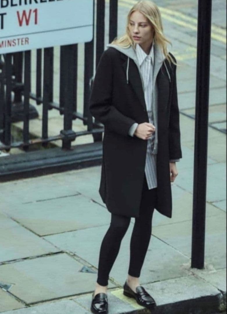 ZARA デタッチャブルフード コントラストコート　M〜L 美品