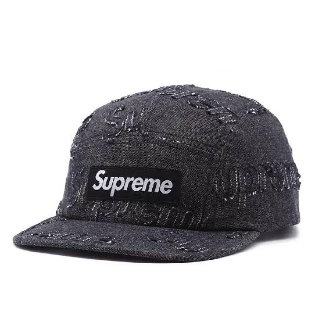 Supreme 黒 デニムキャップ