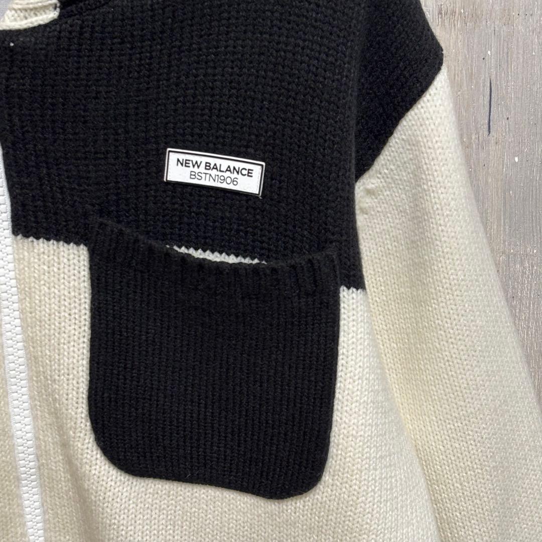 ニューバランス　ゴルフ　ニット ジャケット　刺繍ロゴ　バックロゴ　ウール混　5