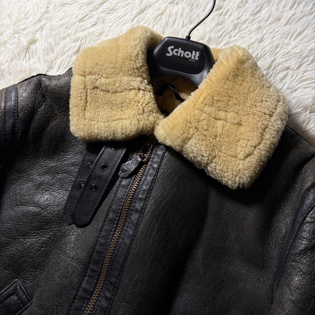 【米国製】schott フライトジャケット　B-3 羊革　ムートン　40