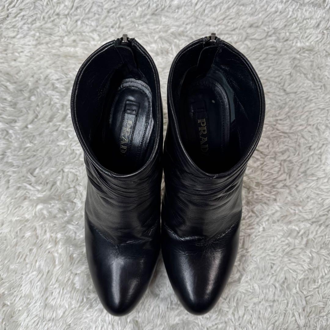 プラダ PRADA ショートブーツ バックジップ レザー ハイヒール 24.0