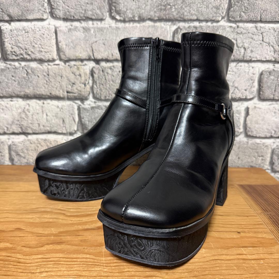 【美品】HARE　ガラソールチャンキーブーツ　ブラック　厚底　Mサイズ