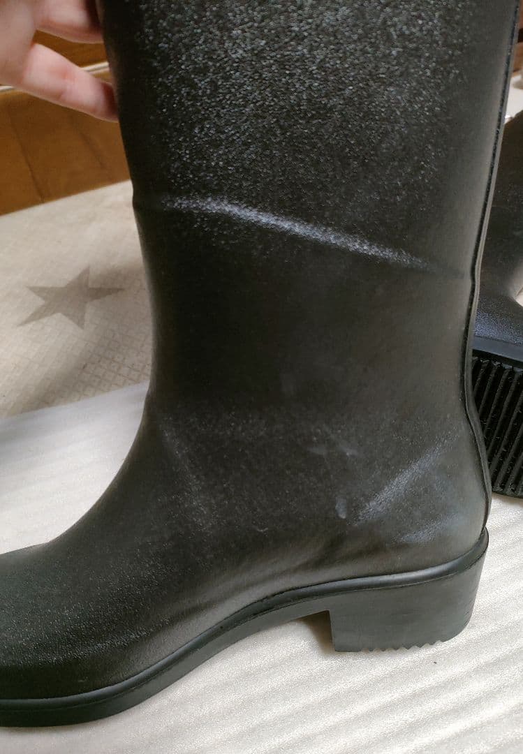 AIGLE レインブーツ ロング AIGLE ブラック 革チャーム付き 38