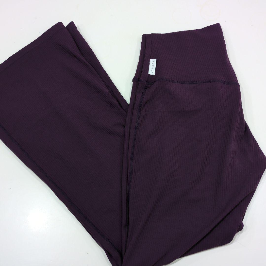 スカーラ　 ハイウエスト フレアパンツ　プラム　Mサイズ