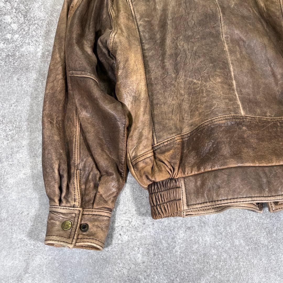 雰囲気抜群 90s レザーフライトジャケット　A-2 M　YKK ライナー欠品