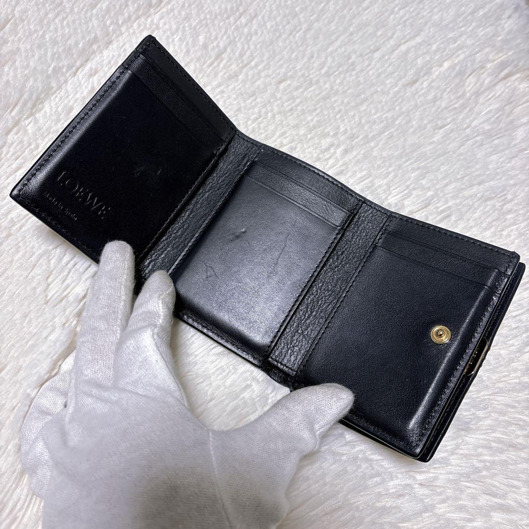 ♡希少♡現行♡ロエベ 三つ折り財布 パファー トライフォールド レザー ブラック