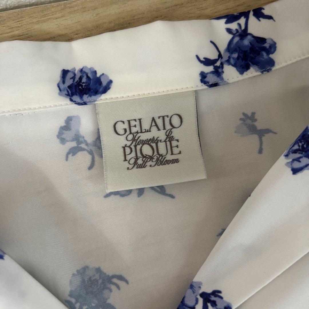 ジェラートピケ gelatopique 花柄サテンシャツ ロングパンツ セット