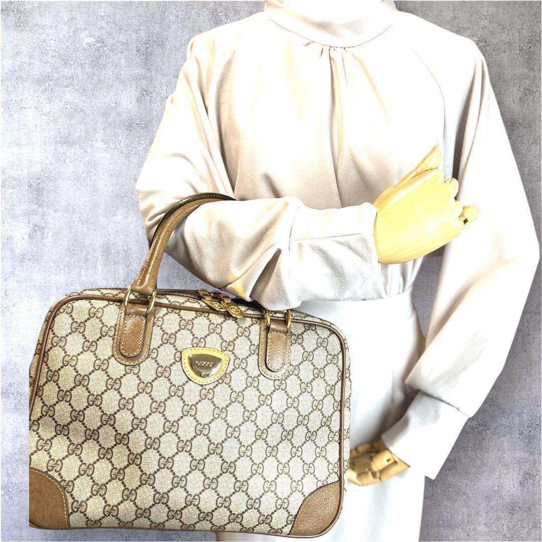 極美品　OLD GUCCIオールドグッチ　ベージュ×ブラウン GGスプリーム