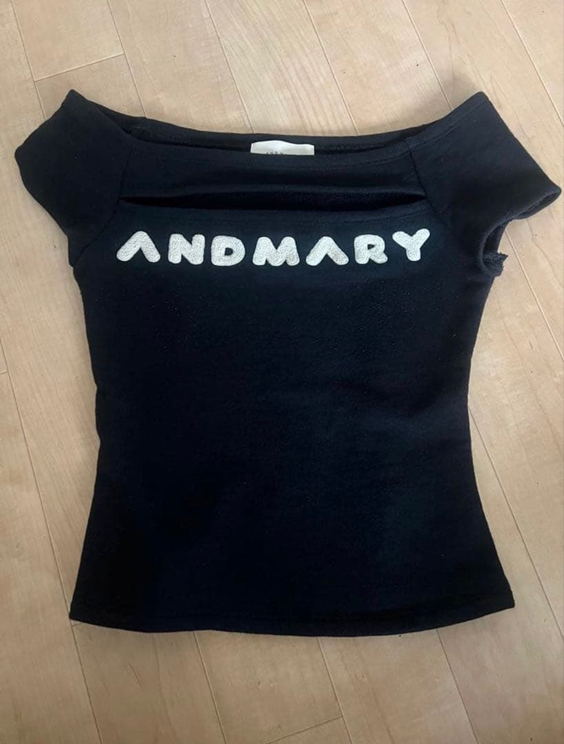 トップス andmary Mary logo tops black